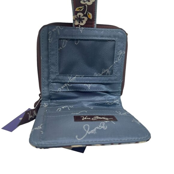 Vera Bradley State Blooms Mini Wallet Zip Closure Card Slots Brown Blue Gray - Picture 4 of 9